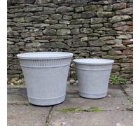 Gardening Naturally Tostada Stone Lite Patio Pot Grey - Large 43.5Cm Diameter X 38Cm Height