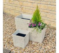 Gardening Naturally Verona Square Stone Effect Planter For Indoor And Outdoor Plants Medium