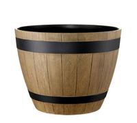 Gardening Naturally Violet 37Cm Wooden Barrel Pot Planter Beech - Flowersea