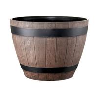 Gardening Naturally Violet 37Cm Wooden Barrel Pot Planter Brown - Flowersea