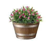 Gardening Naturally Wooden Barrel Effect Planter Pot - Low Maintenance Plastic, UV and Frost Resistant, 31cm x 52cm By Flowersea (Pine)