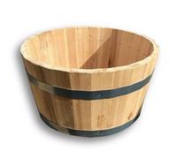Gardening Naturally Wooden Barrel Planter 50Cm With Galvanised Steel Hoops