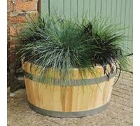 Gardening Naturally Wooden Barrel Planter 60Cm With Galvanised Steel Hoops