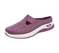 Gardening Shoes Women Womens Slip On Trainers Casual Non-Slip Low Top Solid Color Sneakers Soft Sole Running Shoes Breathable Mesh Orthopedic Shoe Memory Foam Slippers Women Purple 5.5