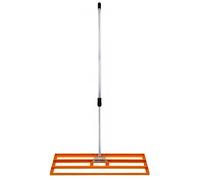 Lawn Leveller 100cm x 32cm Levelling Rake Lute Heavy Duty Lightweight Galvanised Steel Aluminium Orange 1.2-1.9m Extendable Handle Easy Grip Landscaping Garden Tool Grass Soil Artificial Turf Gravel