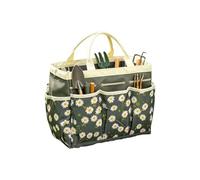 Gardening Tool Bag, Multi Pocket Garden Tote, Large Waterproof Storage Organizer, Daisy Print Utility Carry Bag, Portable Lawn Work Equipment Holder, Gloves Shovel Weeder 12.2x9.84x5.51inch