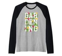 Gardening Typography Gardener Floral Spring Garden Flowers Raglan Baseball Tee