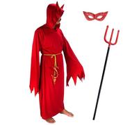 Gardeningwill Men's Red Devil Angular Hooded Robe Tunic Halloween Easter Party Cosplay Costume