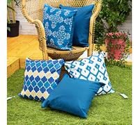 Gardenista Decorative Garden Cushion Cover 45x45 cm | 5 PACK | Moroccan Blue Design | Soft Water - Resistant Fabric for Durability | Waterproof Outdoor Cushion Covers | Moroccan Collection for Gardens