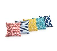 Gardenista Decorative Garden Cushion Cover Set | Waterproof Outdoor Cushion Covers | Soft Water - Resistant Fabric for Durability | Geometric Tile Collection (5 Pieces)