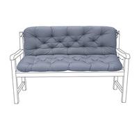 Gardenista Garden 2 Seater Bench Pad | Outdoor Water Resistant Seat and Back Cushions 120x98 cm | Large Tufted Replacement Seat Pads | Outside Patio Furniture Cushions | Thick Cotton Seats (Grey)