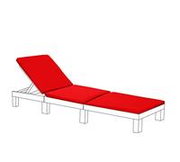 Gardenista Garden Sun Lounger Replacement Pad | Allibert Keter Daytona Lounger Cushion | Outdoor Water Resistant Sunlounger Recliner Chair Cushion | Patio Furniture Sunbed Cushion (Red)