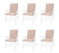 Gardenista Low Back Chair Seat Pads | Outdoor Water Resistant Garden Chair Cushions With Backs | Soft and Thick Seat Cushion with Secure Ties | Durable Patio Furniture Pad (6 Piece, Stone)