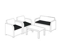 Gardenista Outdoor 4 Piece Rattan Replacement Cushion Set | Garden Seat Pads for Keter Allibert Carolina Rattan Furniture | Water Resistant Patio Furniture Chair Padding | Soft & Durable (Black)