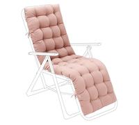Gardenista Outdoor Patio Sun Lounger Cushion 160x48cm | Water Resistant Garden Recliner Chair Cushion | Thick Sunbed Cushion Replacement Pad with Secure Ties (Rose Smoke)