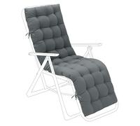 Gardenista Outdoor Patio Sun Lounger Cushion 160x48cm | Water Resistant Garden Recliner Chair Cushion | Thick Sunbed Cushion Replacement Pad with Secure Ties (Ash Grey)
