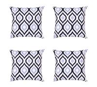 Gardenista Water Resistant Printed Outdoor Hollowfibre Filled Cushion | Vibrant Patterned Colourful Design | Durable Polyester Cushion | 45cm Decorative Garden Bench Cushions (Black/Grey, 4)