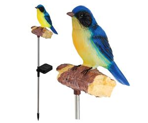 GardenKraft 11079 Chirping Bluebird Solar Light/Features Singing Bird Sounds/Stainless Steel Ground Stake/Warm White Light Colour/Efficient LED