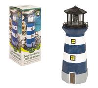GardenKraft 11280 Solar Revolving LED Lighthouse / Blue & White, 40cm