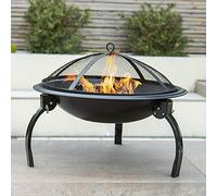 GardenKraft 19589 22" BBQ Grill and Firepit/Featuring Mesh Cover, Wooden Handled Stoker & Folding Legs/Lightweight & Portable/Picnics, BBQ’s, Camping