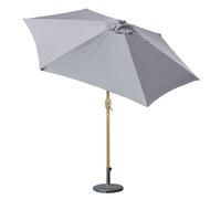 GardenKraft 2.7m Outdoor Garden Parasol Light Grey/Adjustable Tilt & Crank Mechanism/Steel Pole with Brown Wood Effect/UV 30 Protection/Durable