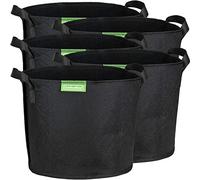 GardenMate 5-Pack 20 litres/5 gallons soft-sided plant pots - Grow bags with soft felt-like texture that promote air root pruning - BLACKLINE
