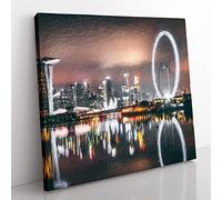 Gardens By The Bay East in Singapore Modern Canvas Wall Art Print Ready to Hang, Framed Picture for Living Room Bedroom Home Office Décor, 35x35 cm (14x14 Inch)