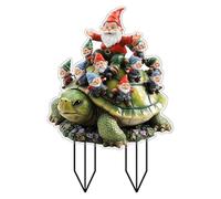 Gardens Stakes, Acrylic 2D Flat Gnome Turtle Garden Stake, Decorative Art Insert Sign, Weather Resistant Yard Accent for Plant Pot Flower Pathway Home Outdoor Backyard Spring Lawn Porch Garden Décor