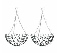 Gardens2you 2 x Traditional 14-inch Green Metal Hanging Baskets