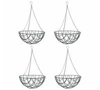 Gardens2you 4 x Traditional 14-inch Green Metal Hanging Baskets