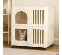 GardenSkill Cat House & Puppy Pen for Indoors | 2 Tier Kitten Cage with Resting Perch, Locking Doors, Wheels & Windows | Acrylic Dog Crate Furniture for Small Dogs | Secure Easy Build Rabbit Hideaway