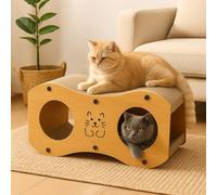 GardenSkill Cat Scratcher House & Bed for Indoors | 3-in-1 Cat Scratching Board, Kitten Hideaway & Lounger with Wooden Panels & Durable Corrugated Cardboard for Healthy Claws & Furniture Protection