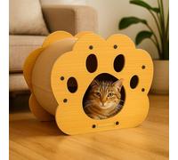 GardenSkill Cat Scratcher House & Bed | Large 3-in-1 Kitten Hideaway & Lounger with Scratching Board for Healthy Claws & Furniture Protection | Durable Corrugated Cardboard & Wood Panels, Paw Design