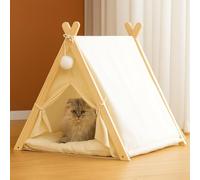 GardenSkill Cat Tent Bed | Indoor Teepee Cat House for Cats, Kittens & Small Dogs | Foldable Wooden Frame Pet Tent with Washable Cushion | Cosy Cat Cave & Hideaway Bed