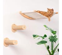 GardenSkill Cat Wall Hammock Bed & Scratch Post Steps | Wall Mounted Shelves with Perch, Set of 3 | Sisal Climbing Steps for Cats & Kittens | Space-Saving Indoor Cat Furniture