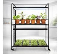 GardenSkill Indoor Growing System With Led Grow Lights 1.5M H, 144W 2 Tier Adjustable Plant Stand For Herbs Salad Seedlings Tomatoes Chillies