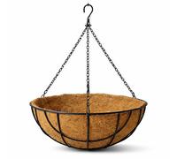 GardenSkill Metal Hanging Basket, 14" / 36Cm - Round Garden Planter Bowl With Natural Coco Liner For Patio, Balcony & Wall Brackets