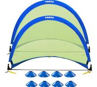 GardenSkill Pop Up Football Goal Soccer Net 121X81Cm / 4Ft, Set Of 2 - Portable Garden Park Target Practice Training Posts With 8 Field Cones