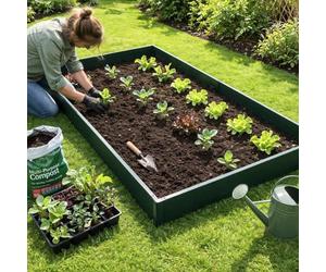 GardenSkill Raised Bed for Garden | Large Planter Vegetable Grow Box Frame for Outdoor Allotment Tomato Fruit Herb Flower | Modular Veg Crop Container Trough Kit (3m x 2m x 150mm high, Green)