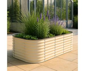GardenSkill Raised Bed for Garden & Patio | Large Galvanised Planter for Herbs, Vegetables, Fruit & Flowers | Outdoor Rectangular Plant Trough with Safety Edging & Rust Protective Coating (180x90cm)