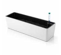 GardenSkill Self Watering Herb Planter Box 40cm with Water Level Indicator | White Rectangular Indoor Planting Trough for Kitchen, Windowsill & Table Tops