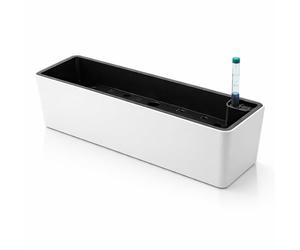 GardenSkill Self Watering Herb Planter Box 40cm with Water Level Indicator | White Rectangular Indoor Planting Trough for Kitchen, Windowsill & Table Tops