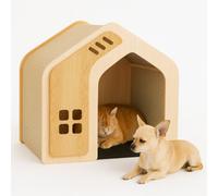 GardenSkill Wooden Cat House Pet Bed With Removable Cushion - Indoor Cat Cave, Playpen And Small Dog Kennel - Cosy Natural Wood Puppy Shelter