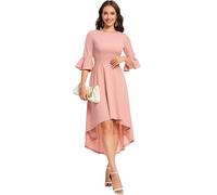 Gardenwed Women 3/4 Sleeve Elegant Formal Dress for Cocktail Classy Fall/Winter Christmas Dress Church Work Dress Prom Bridesmaid Dresses Party Swing Tea Dress for Wedding Guest Blush 3XL