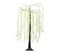 Gardenwize - 1.5m Solar Weeping Willow Tree Lights, Outdoor Garden Ornament | 120 Warm White LEDs, Steady/Flashing Mode, Green Hanging Foliage, Black Trunk, Automatic Night Lighting, Rechargeable Battery