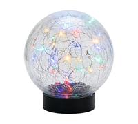 Gardenwize - 15cm Solar Garden Crackle Ball Lights, Multi Coloured LEDs | Automatic Night Illumination, Rechargeable Battery, Indoor/Outdoor Use, Black Base, Freestanding Design, No Mains Wiring