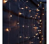 Gardenwize-192 LED Solar Powered Warm White LED Curtain Lights - Outdoor Fairy Lights, Solar String Lights with Battery Backup for Garden, Patio & Canopy Decor (GW285)