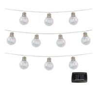 Gardenwize - 2 Metre 10 Piece Solar Powered Bright Bulb Garden String Lights, Pathway Lights - Decorative Garden Decorations No Running Costs (Iridescent Bulb)