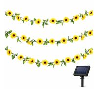Gardenwize - 2m x 25 Piece Solar Powered Bright LED Garden String Lights, Pathway Lights - Decorative Garden Decorations No Running Costs (Sunflower Garland)