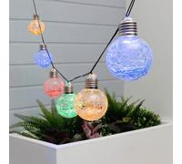 Gardenwize 2m Solar Powered Crackle Ball String Lights - 10 Bright LED Bulbs, Decorative Outdoor Garden & Pathway Lighting, Energy Efficient with No Running Costs